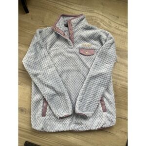 Simply Southern Women's M Fleece Pullover Preppy Textured Sherpa Blue Purple